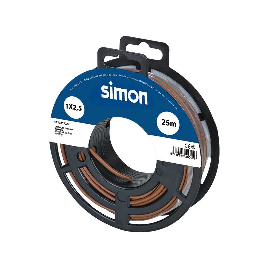 UNIPOLAR CABLE H07V-K 1x2.5MM² 25 METERS BROWN Simon
