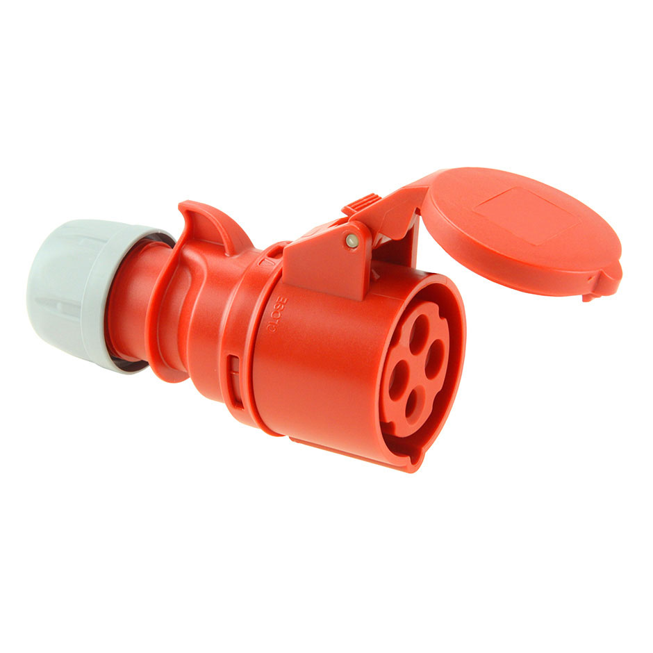 Base de tomada móvel industrial 3P+T, de 32 A e 400 V, em vermelho, IP44 da 
