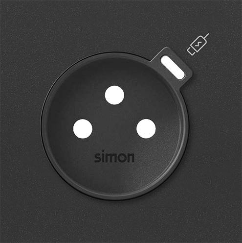 Capa para base francesa com carregador USB C preto mate Simon 100