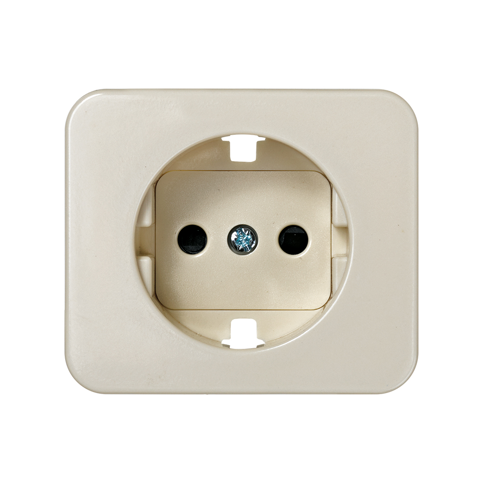 Cover with safety device for German socket outlet ivory Simon 75