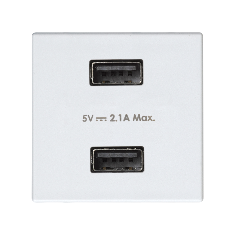 Double USB charger 5V DC 2.1A type A female white Simon 27 Play