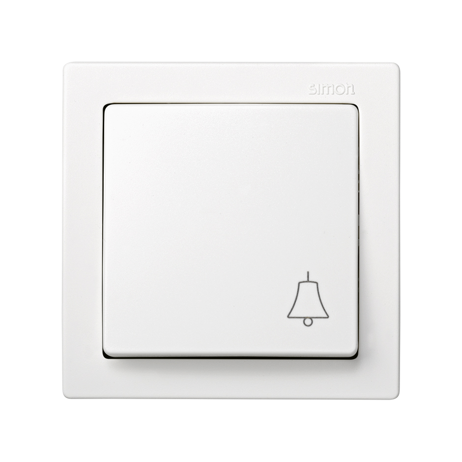 Poussoir monobloc avec gravure cloche 10 A 250V~ avec système de raccordement à vis blanc Simon 73 Loft
