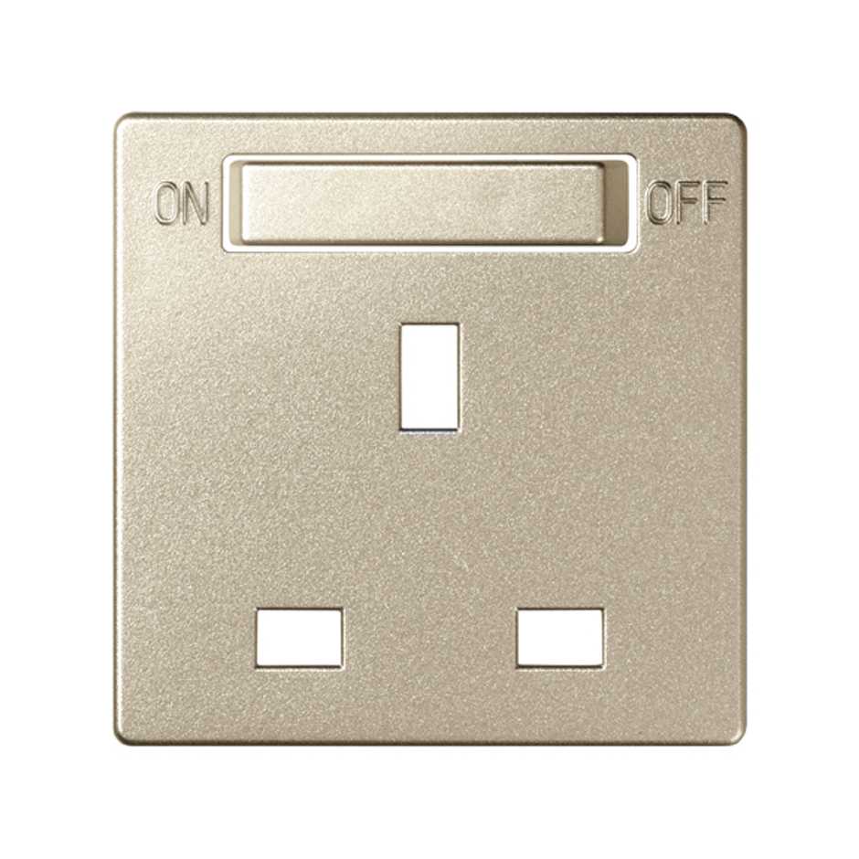 Cover with safety device for British socket outlet with switch champagne Simon 82