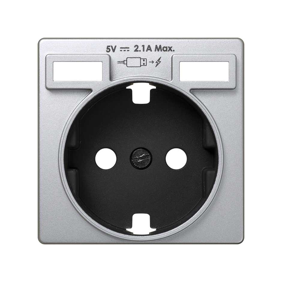 Накладка для розетки Schuko с зарядным устройством USB A+A цвета алюминий Simon 82