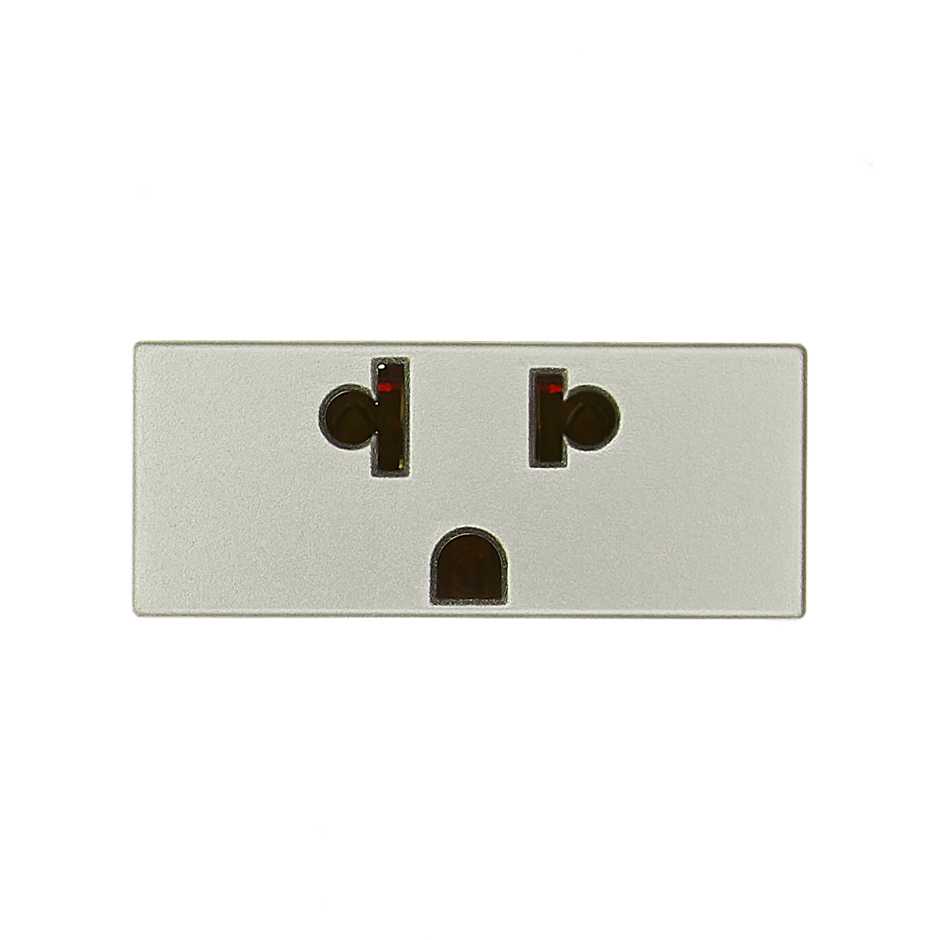 Toma de corriente euroamericana 2P+T 15A 127-120V~ aluminio Simon 82