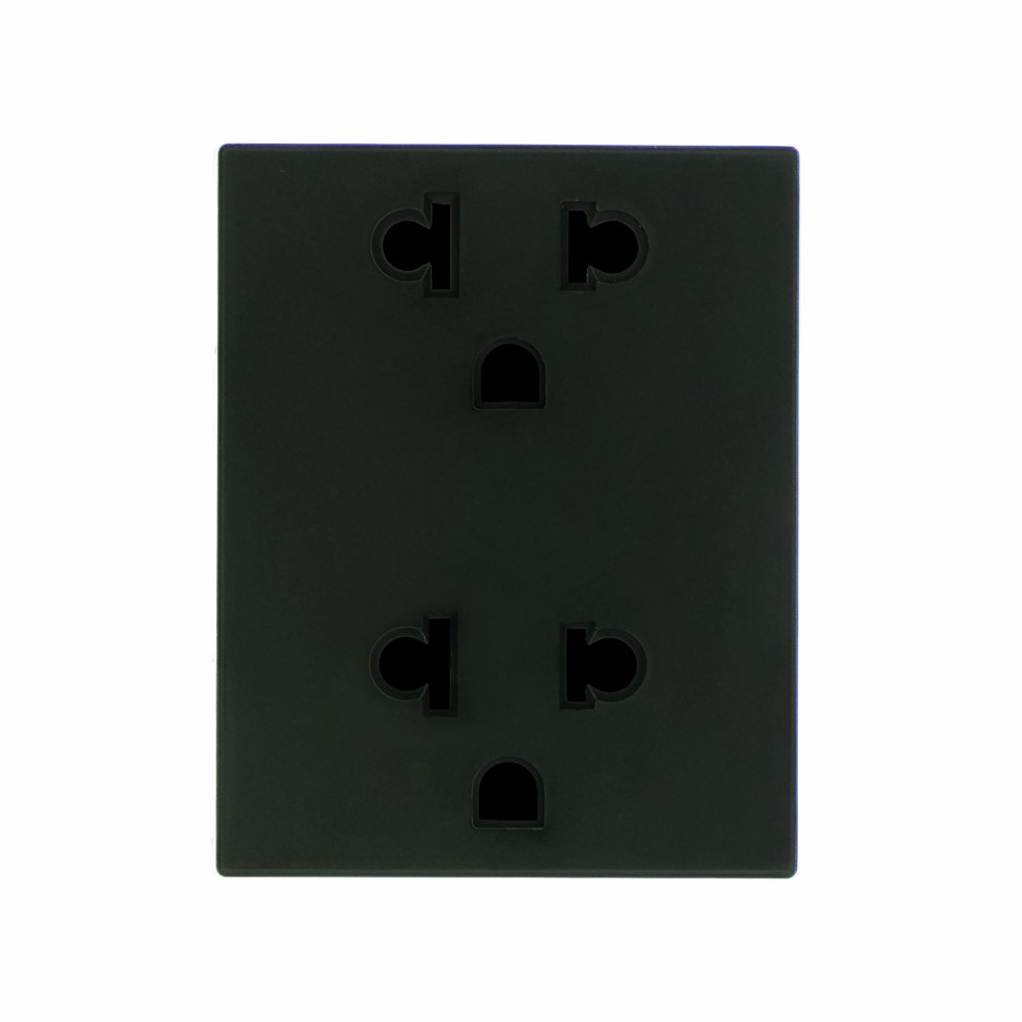 Toma de corriente euroamericana duplex 2P+T 15A 127-120V~ grafito Simon 82
