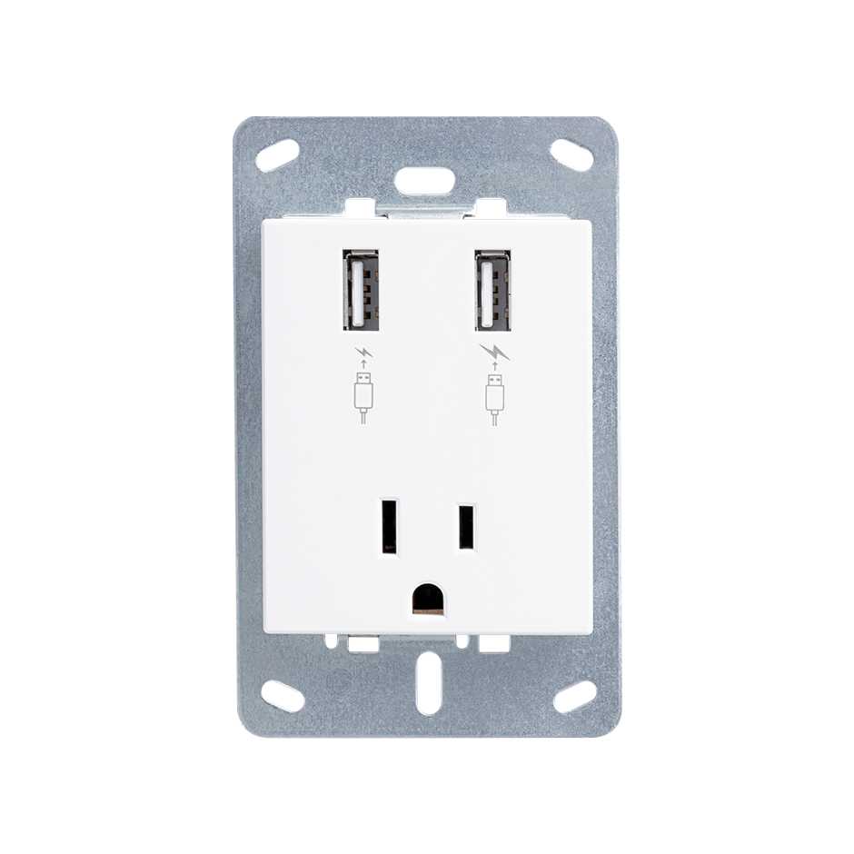 Cargador USB + Toma de corriente 2P+T 15A 127V~ blanco Simon 82