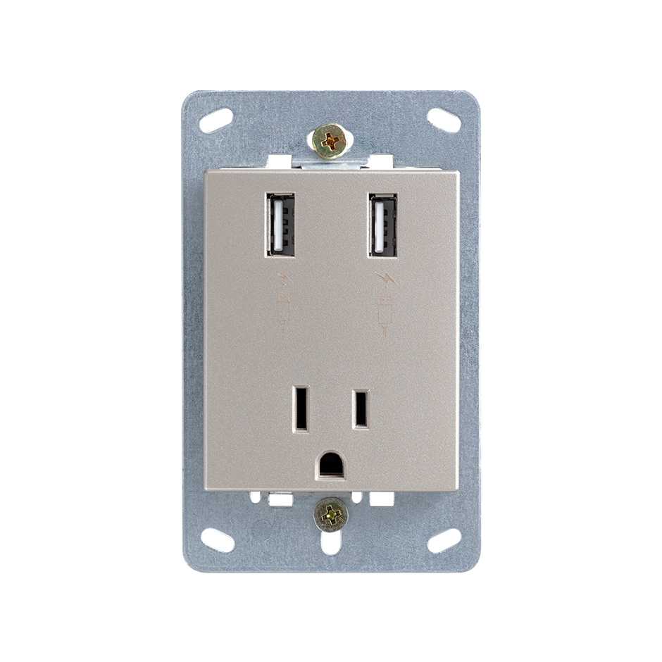Cargador USB + Toma de corriente 2P+T 15A 127V~ cava Simon 82