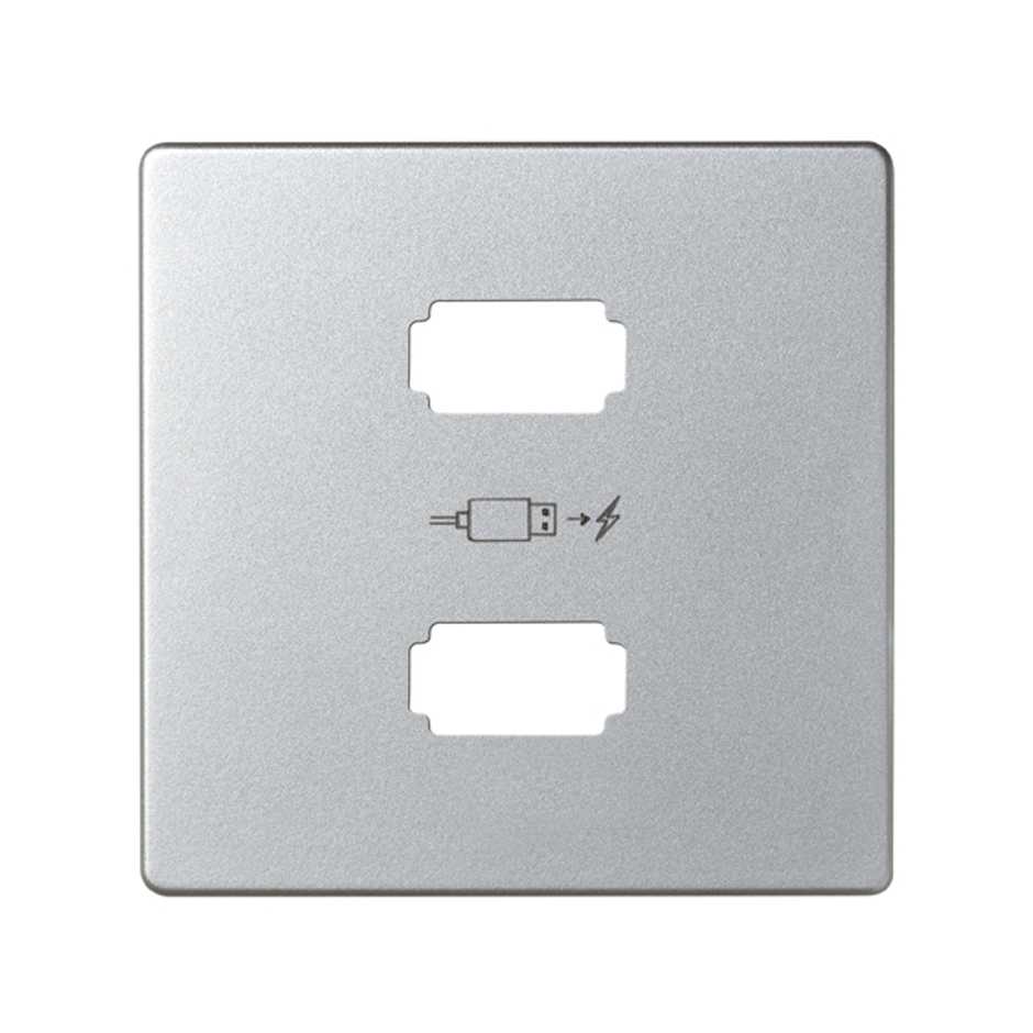 Plate for USB charger 2 connectors 5V DC type A aluminium Simon 82