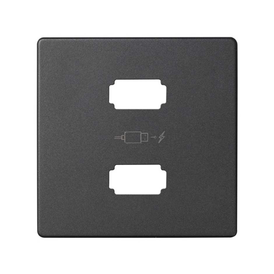 Plate for USB charger 2 connectors 5V/DC type A graphite Simon 82