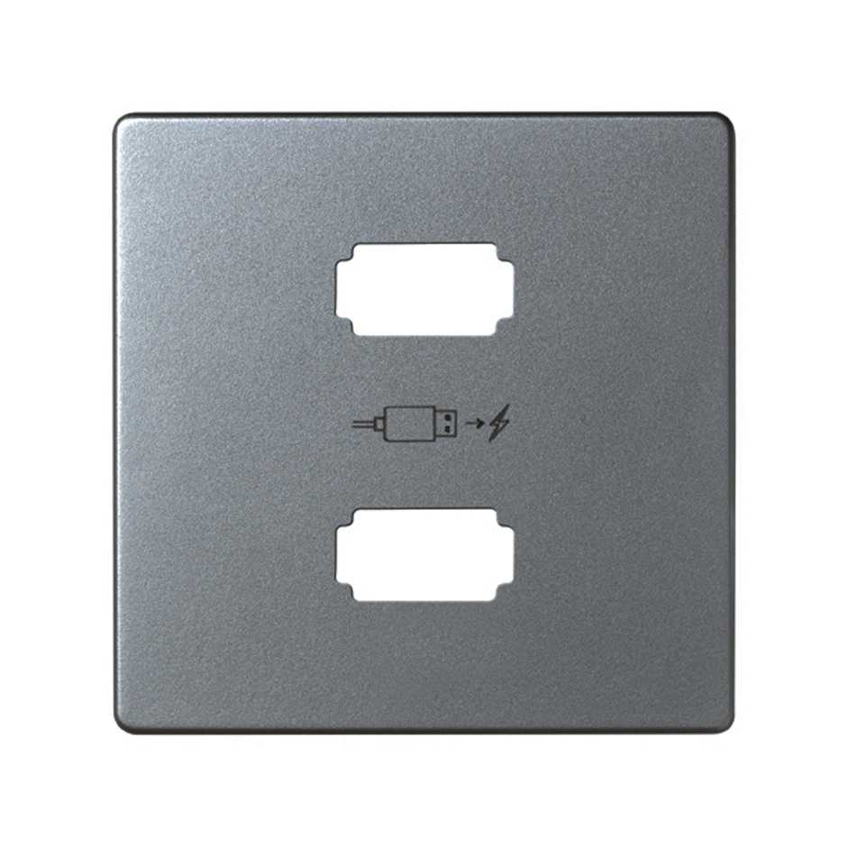 Enjoliveur chargeur 2xusb type a aluminium Simon 82 Detail