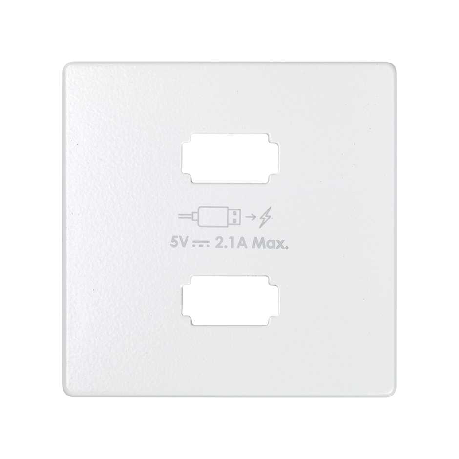Plate for USB charger 2 connectors 5V DC 2.1 A Type A white Simon 82