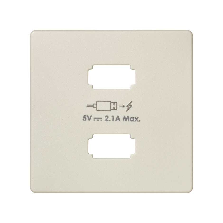 Plate for USB charger 2 connectors 5V DC 2.1 A Type A ivory Simon 82