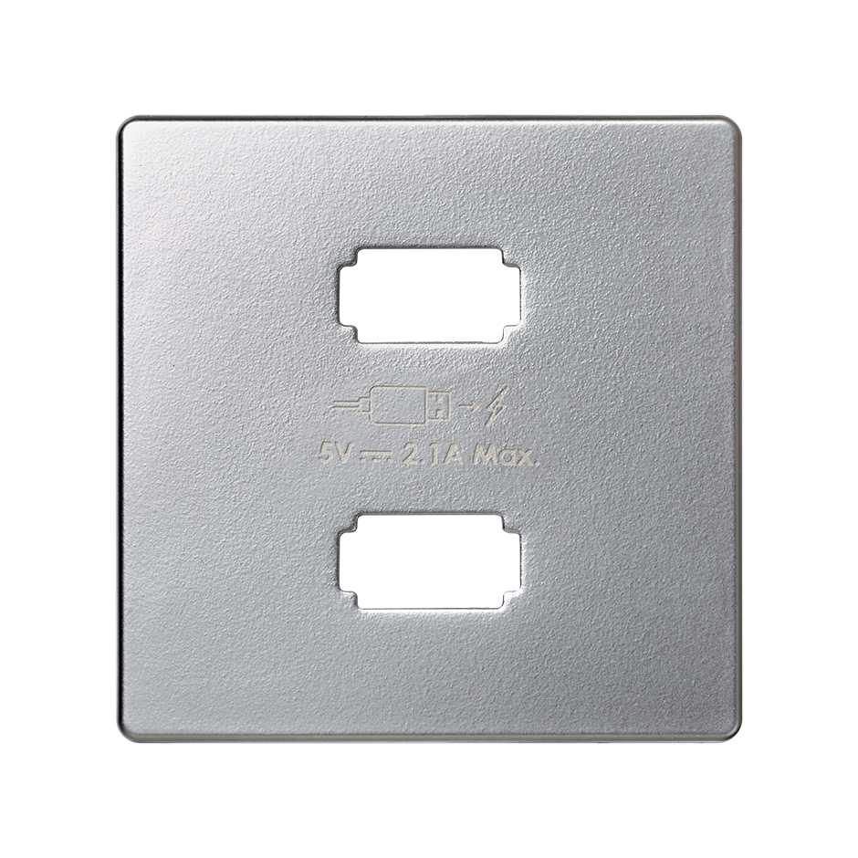 Plate for USB charger 2 connectors 5V/DC 2.1 A aluminium Simon 82 Detail