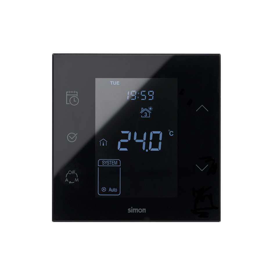 Thermostat iO noir brillant Simon 100