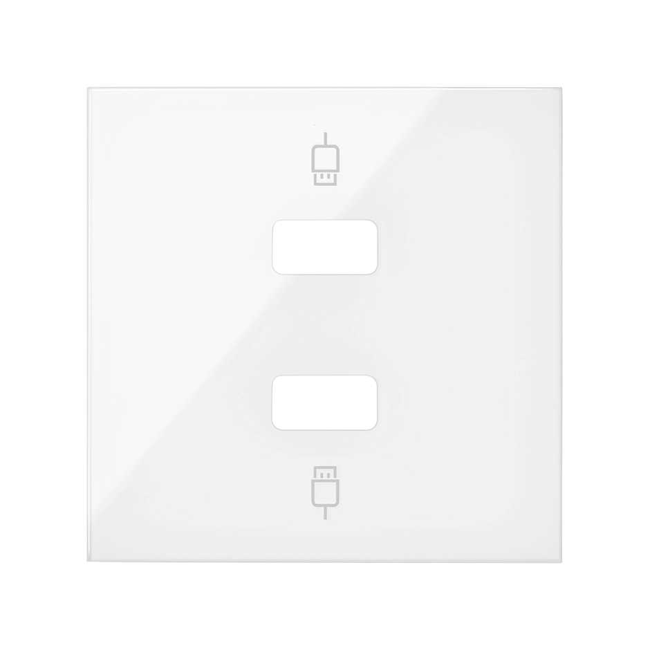 Cover for 2 gloss white USB connectors Simon 100