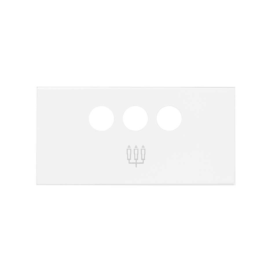 Enjoliveur pour 3 connecteurs RCA blanche matte Simon 100