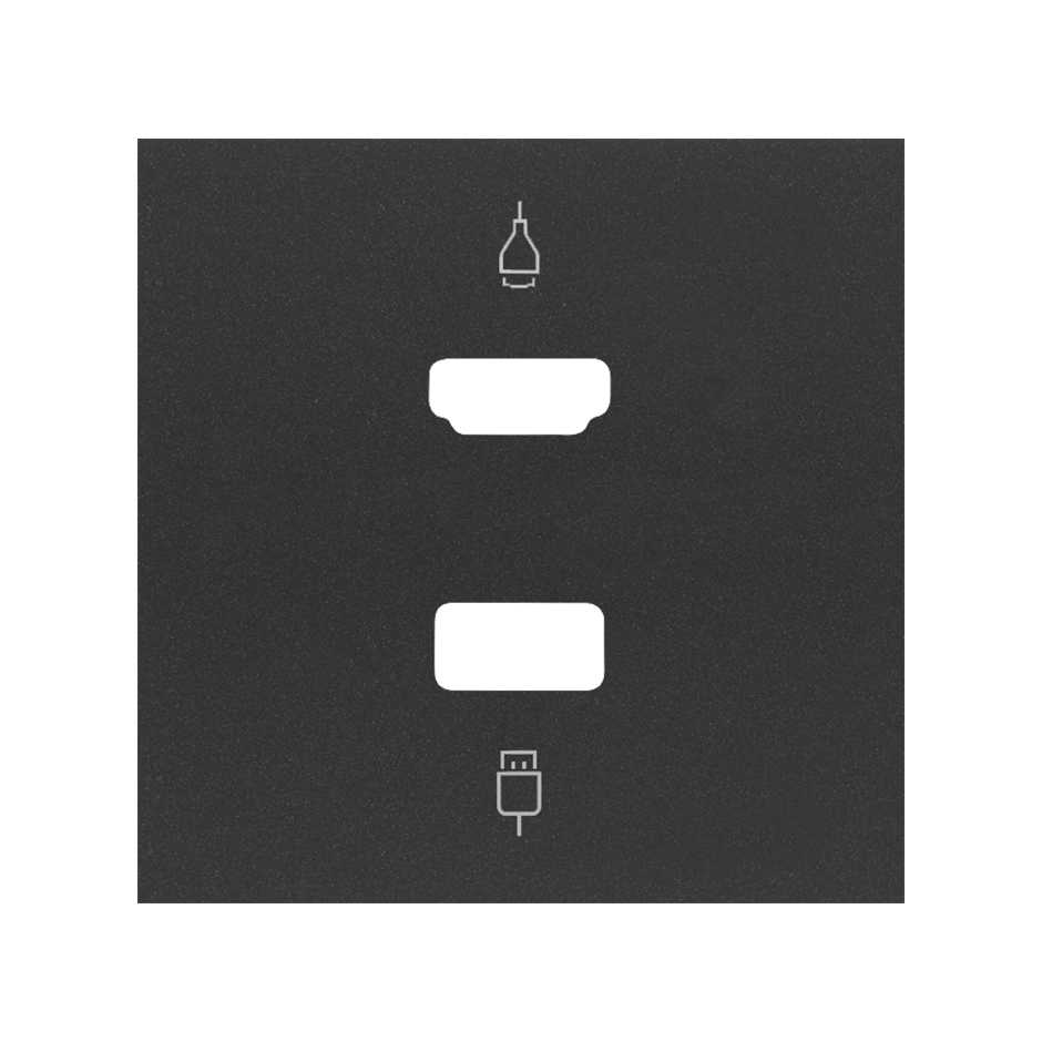 Tapa para conector HDMI + USB negro mate Simon 100
