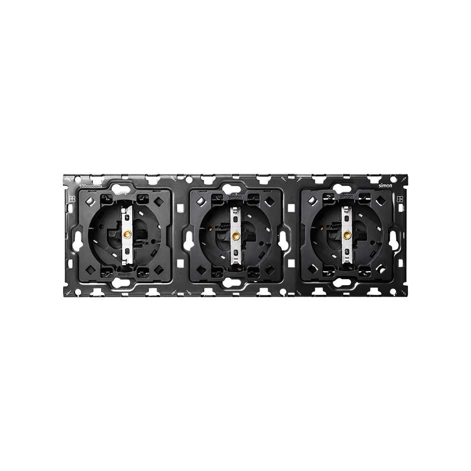 Back kit for 3 Schuko socket outlets Simon 100