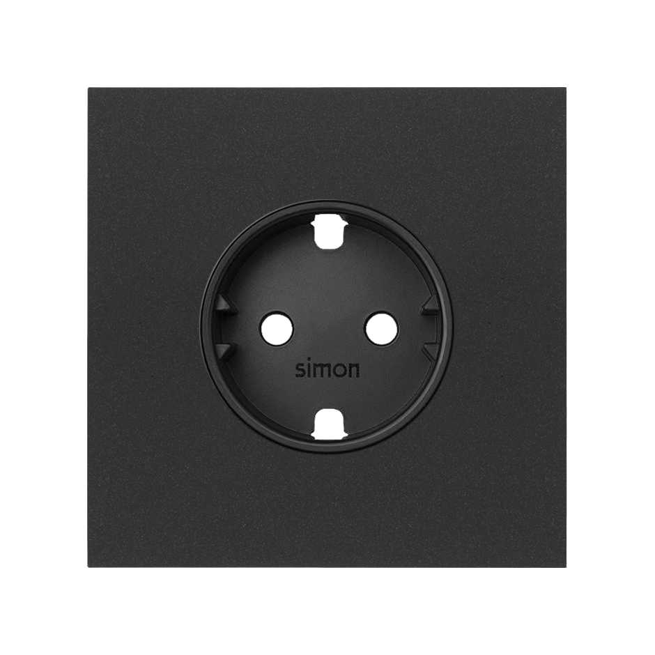 Kit front para 1 elemento con 1 base de enchufe schuko negro mate Simon 100