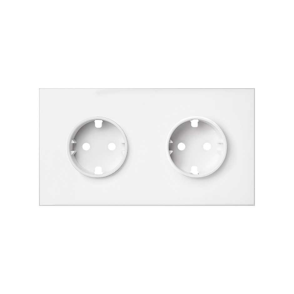 Kit front para 2 elementos com 2 bases tomada schuko branco mate Simon 100