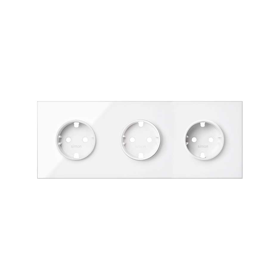Kit avant pour 3 modules avec 3 prises Schuko blanc brillant Simon 100