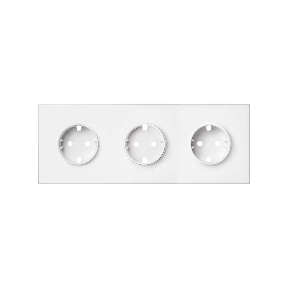 Kit frontal pour 3 éléments avec 3 prises schuko blanc mat Simon 100