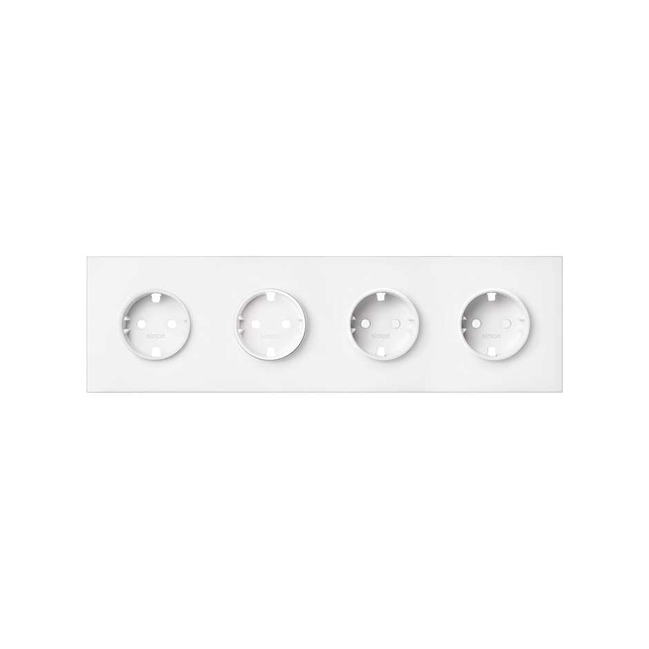 Kit front para 4 elementos com 4 bases tomada schuko branco mate Simon 100