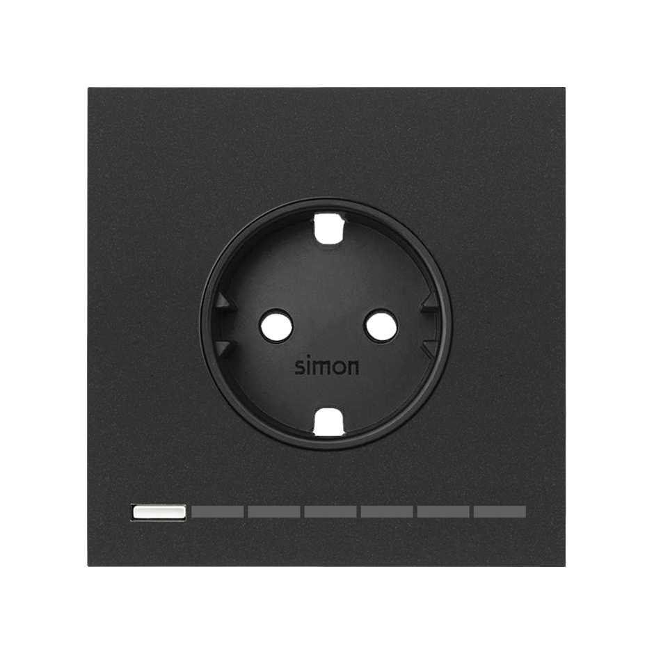 Front kit for 1 element with 1 German socket outlet Simon iO matt black Simon 100