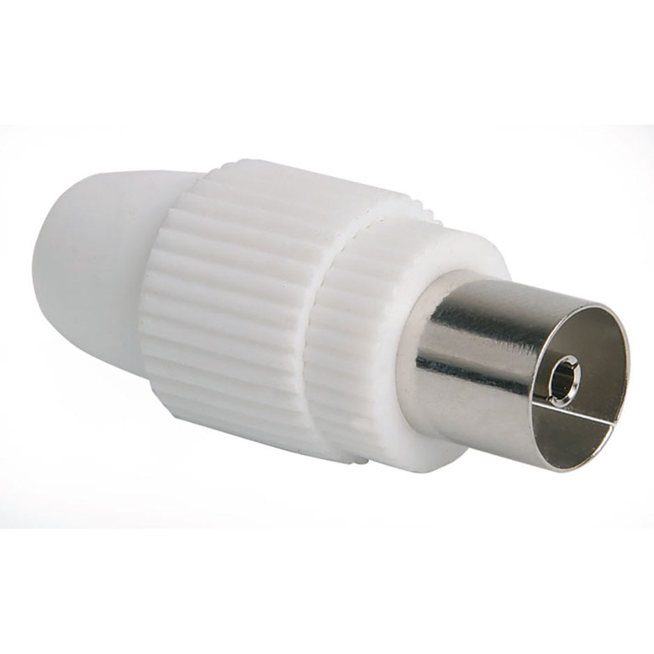 FEMALE CONNECTOR STRAIGHT TV CABLE 9.5MM WHITE Simon Brico