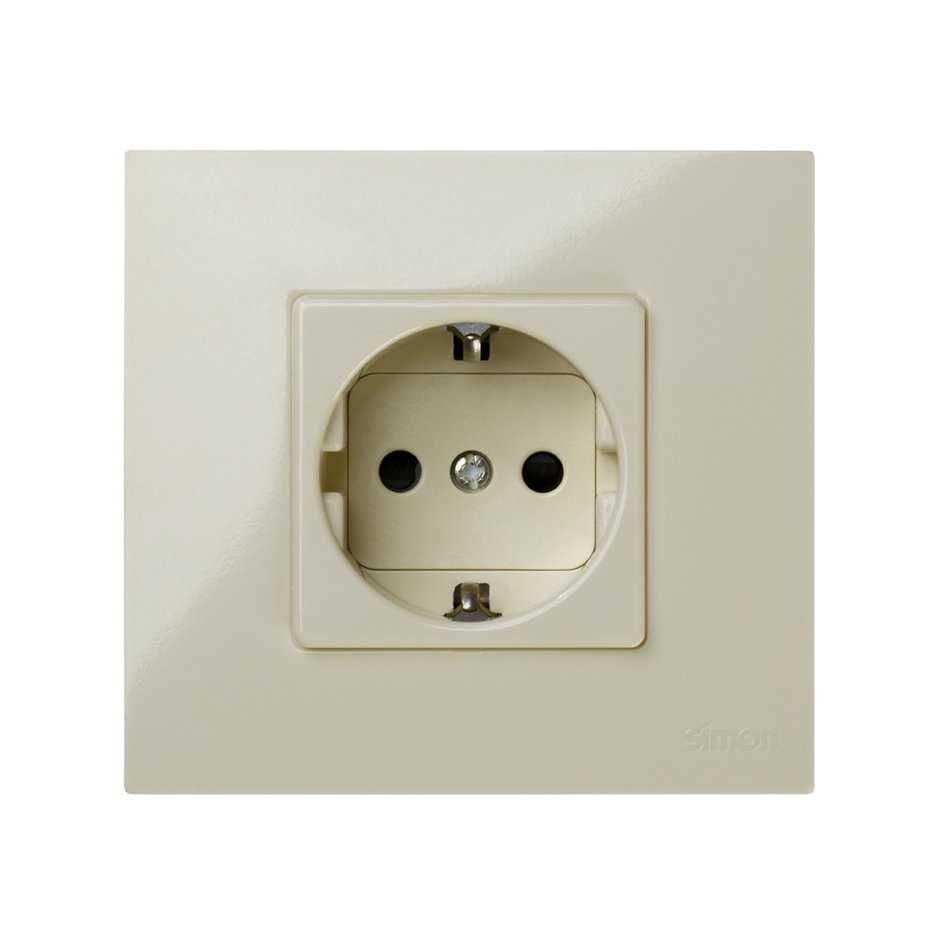 German monoblock socket outlet 16A 250V~ with safety device and fast terminal connection system ivory Simon 27 Play