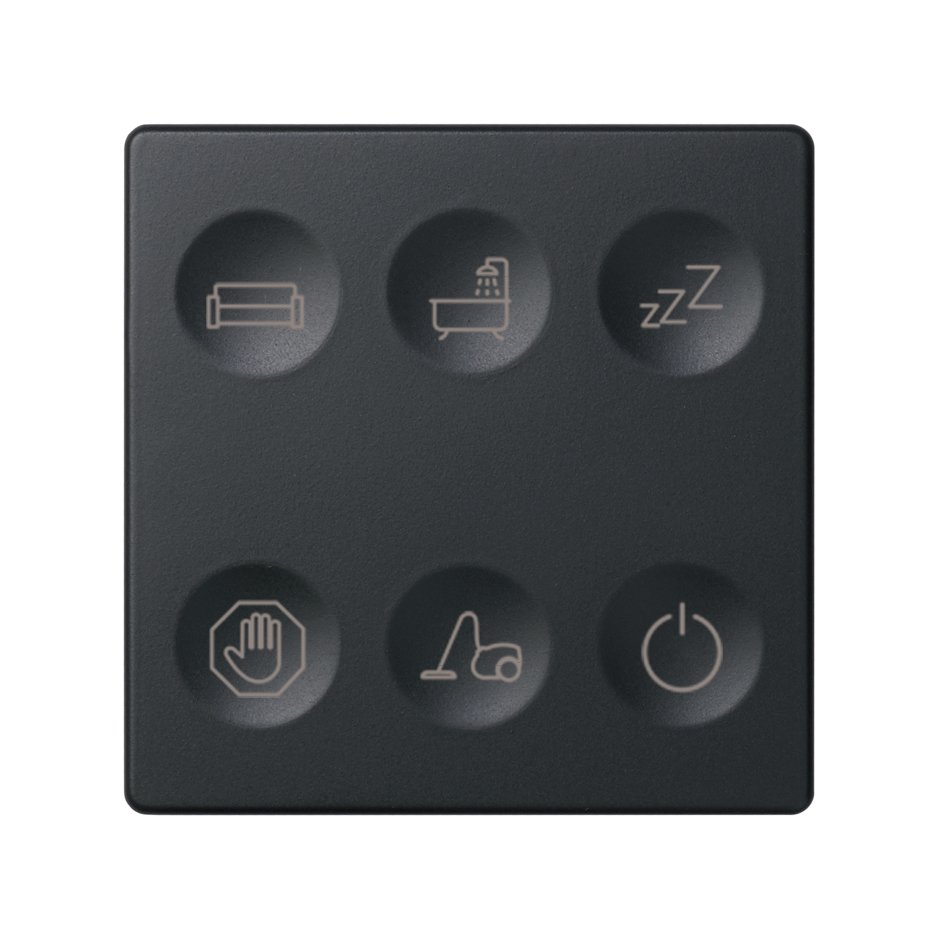 Custom button box 6 functions for lighting control in hotels graphite Simon 82 Sense
