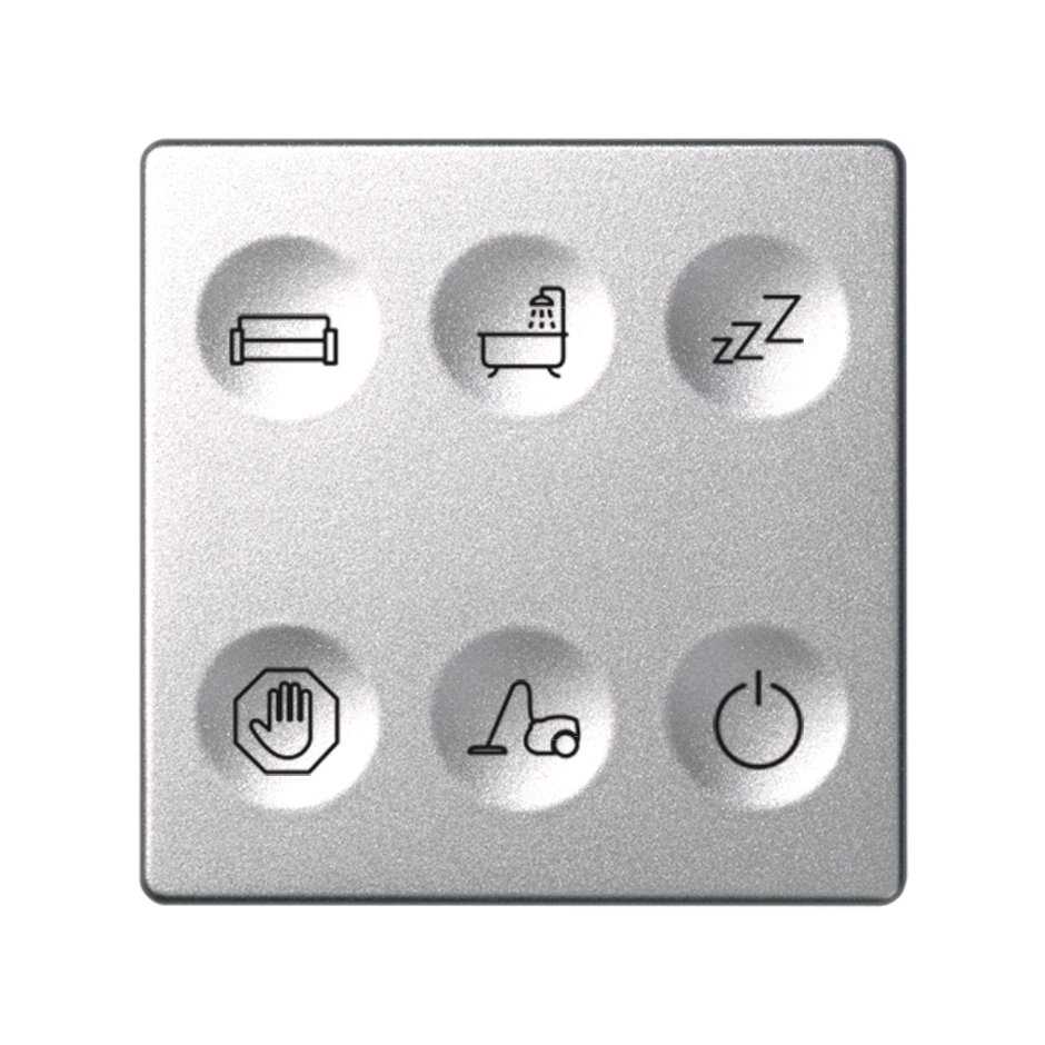 Custom button box 6 functions for lighting control in hotels cold aluminium Simon 82 Sense