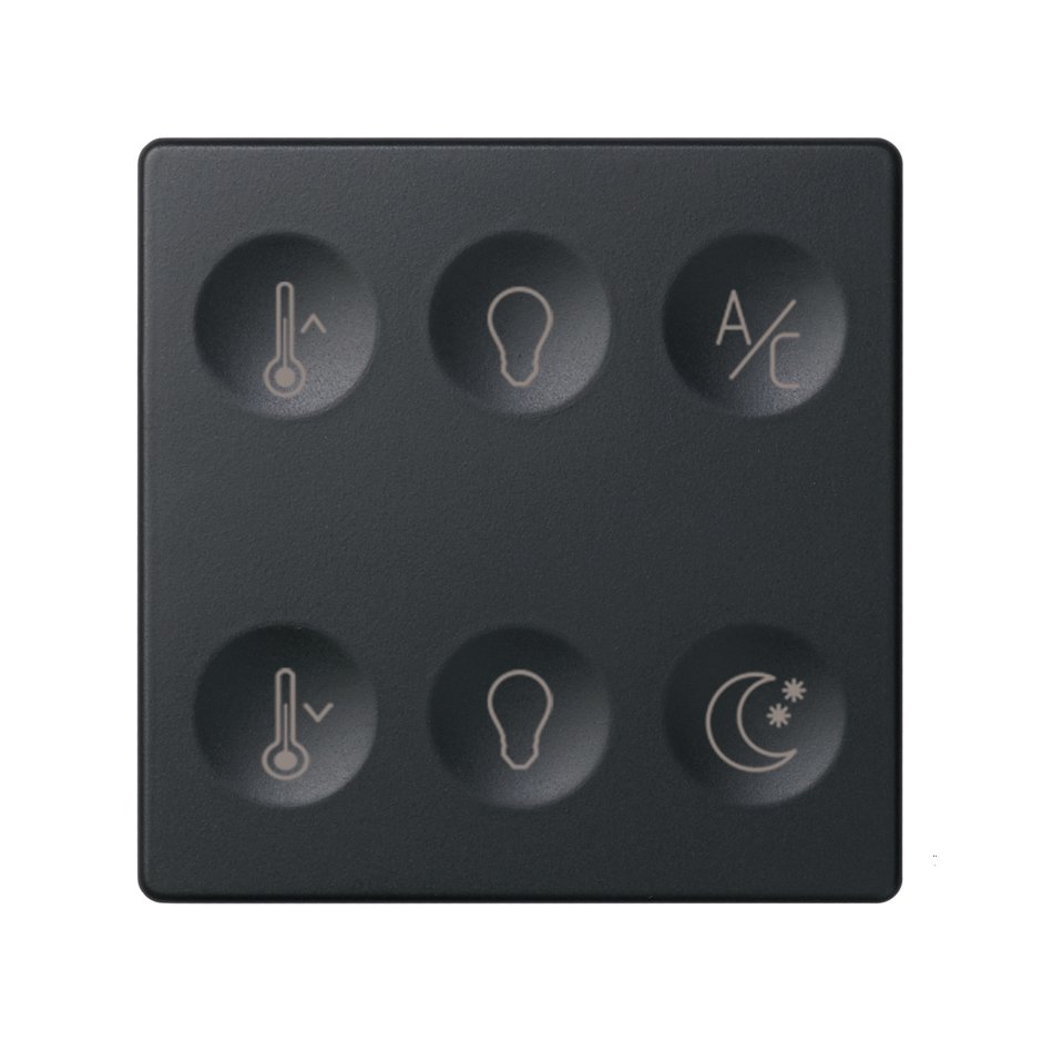 Custom button box 6 functions for lighting and temperature control in homes and offices graphite Simon 82 Sense