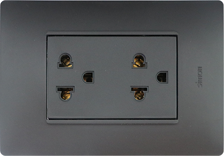 TOMA CORRIENTE DUPLEX EUROAMERICANO 2P+T 16A 127V~ CON PLACA GRAFITO Simon 26