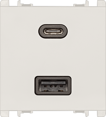 Módulo Carregador Usb A+C 3,1A Quickcharge Bivolt - 2 Módulos - Branco - Simon 26