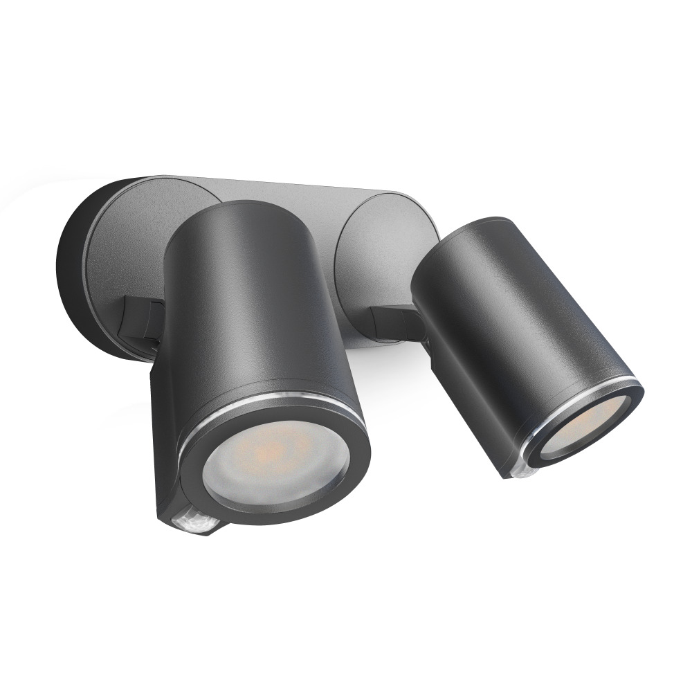 Wall luminaire Spot Duo 15W with detector 10m PIR+LUX anthracite IP44 3Y