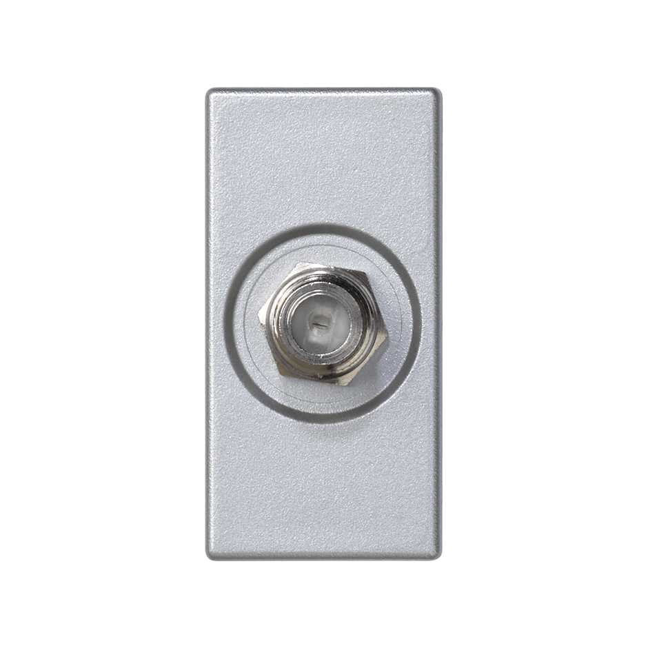 Satellite socket single F type female with trim plate aluminium Simon K45