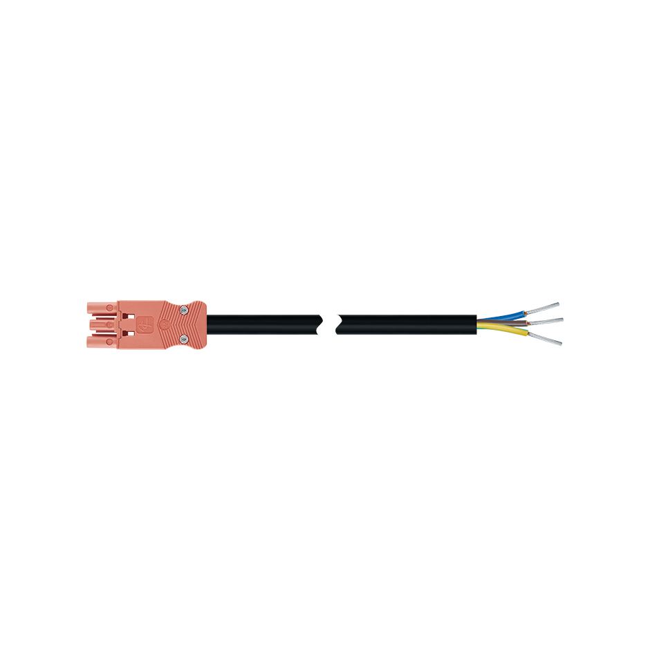 Quick connection patch cord female-Free end RZ - 0.6 kV 3 pole with 2 meters length in halogen-free material with section of 3 x 2.5mm² red