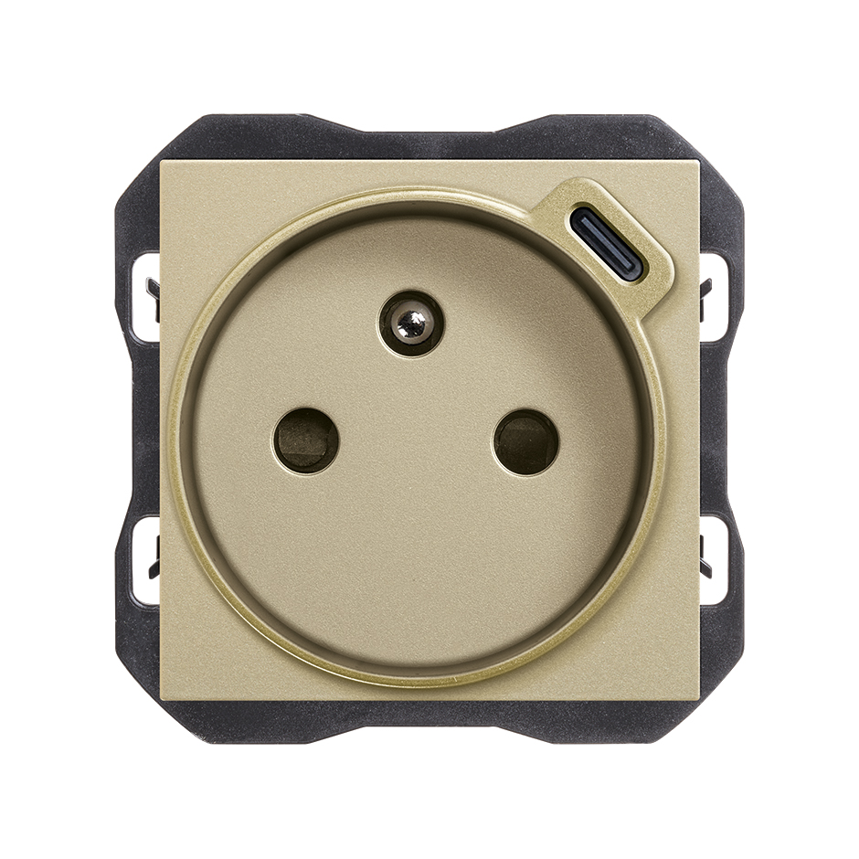 French socket 2P+T with C USB charger 10,5W champagne Simon 270