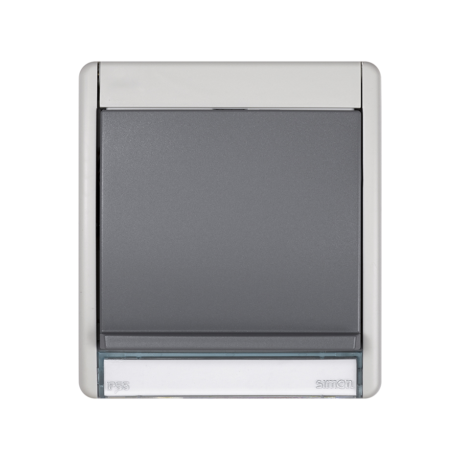 Prise schuko monobloc 10-16A 250V~ avec t.t. latéral avec emb. à vis pour surface gris Simon Aqua