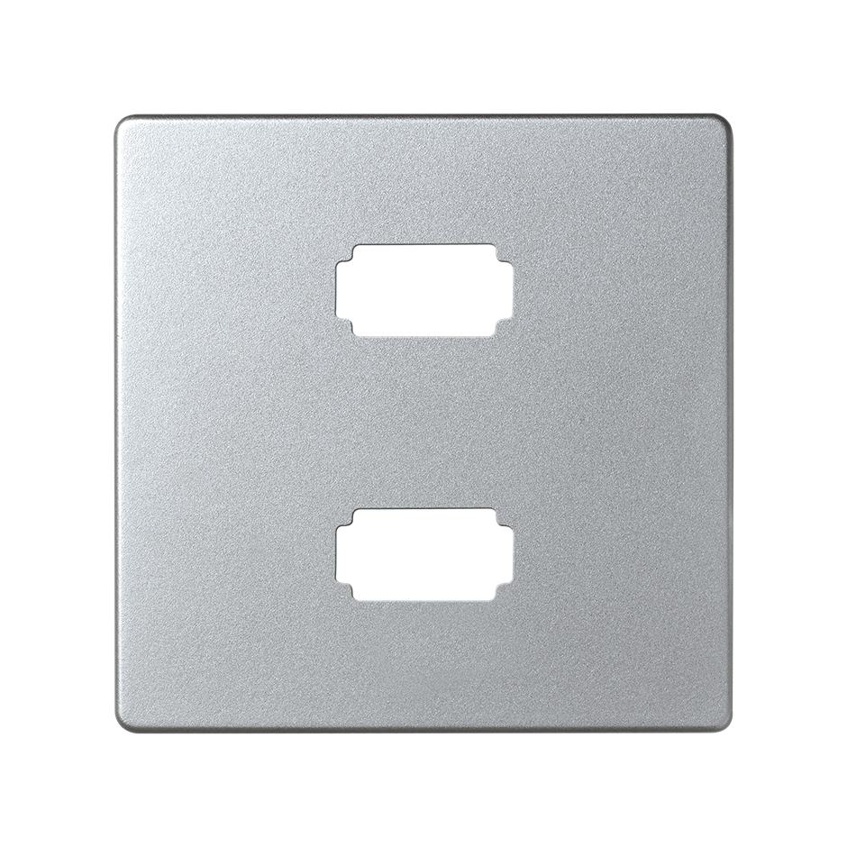 Plaque pour 2 connecteurs USB 2.0 type A aluminium froid Simon 82 Detail