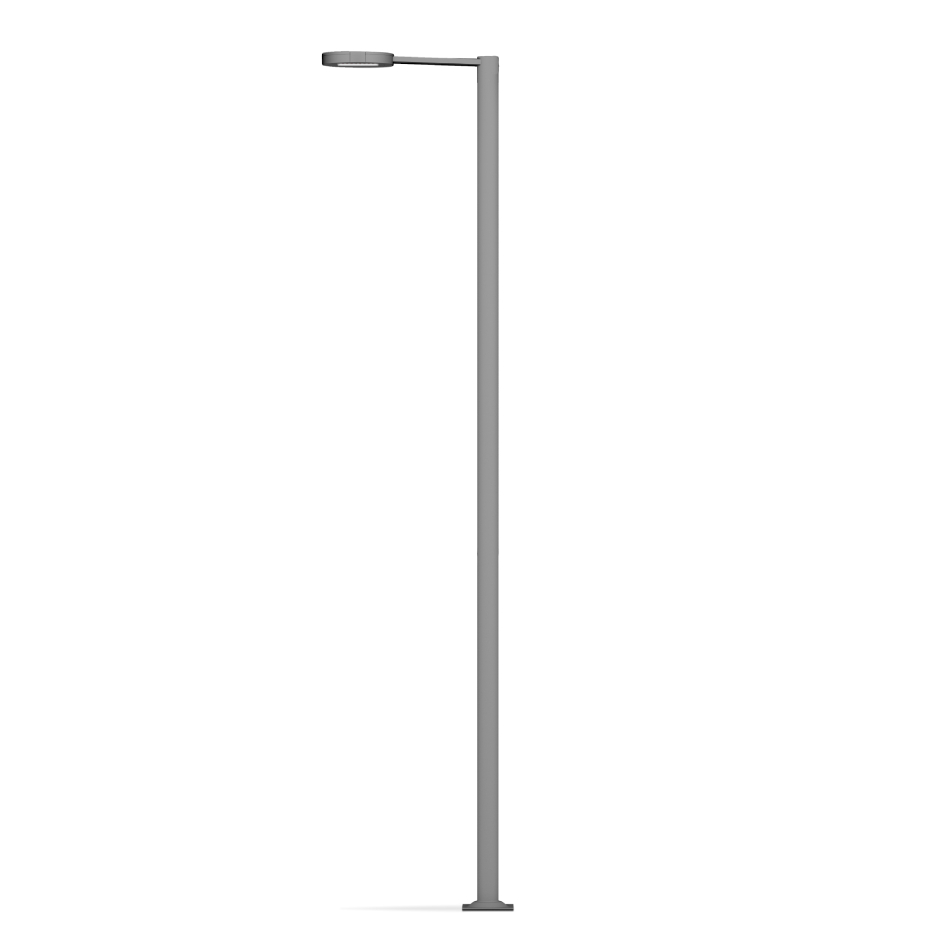 Point lumineux décoratif cylindrique modèle 100, mesurant 9 m de haut et doté d’une fixation pour luminaires latéraux Simon Kelp Merak