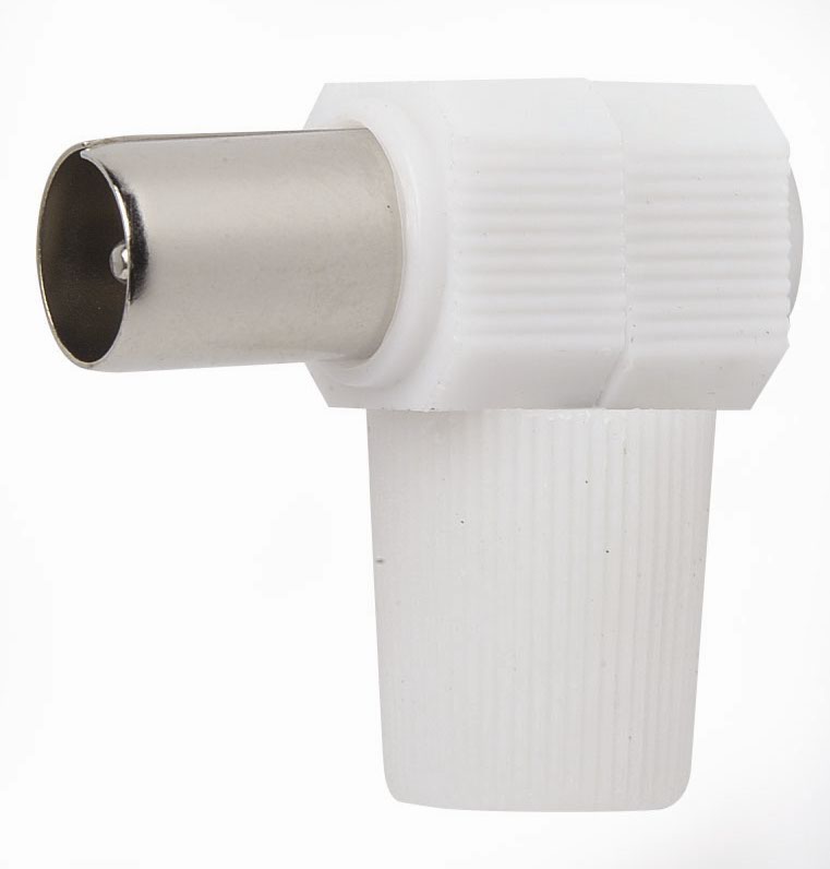 MALE ANGLED CONNECTOR TV CABLE 9.5MM WHITE SIMON BRICO