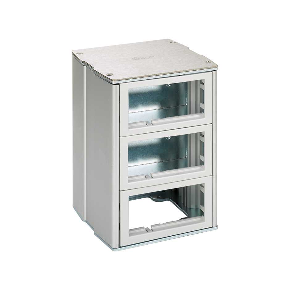 Vandal-proof aluminum mini-tower with 3 levels for 12 modules K45 (6 on each side) Simon K45