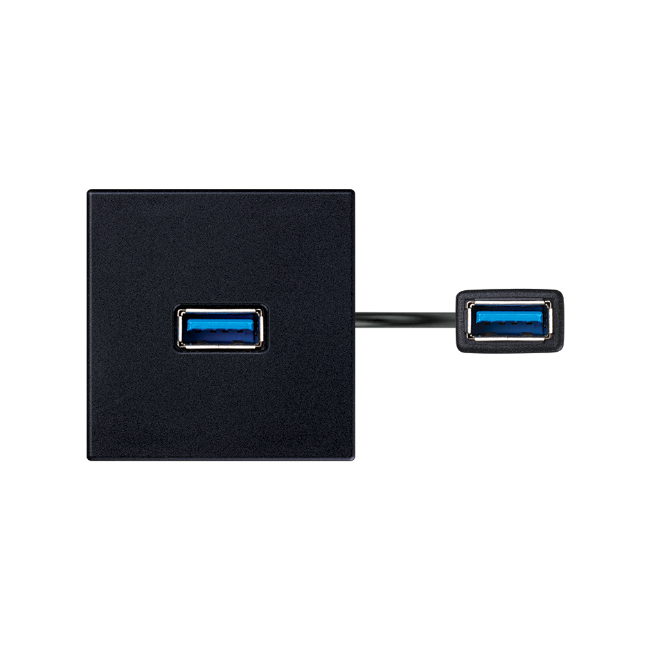 USB 3.0 type A female-to-female patch cord with trim plate black Simon K45  