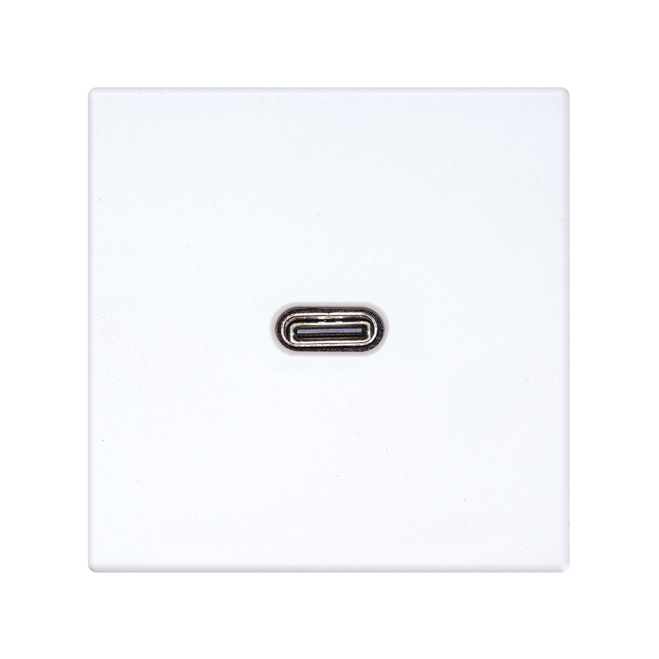 USB 3.0 type C female-to-female connector with trim plate white Simon K45  