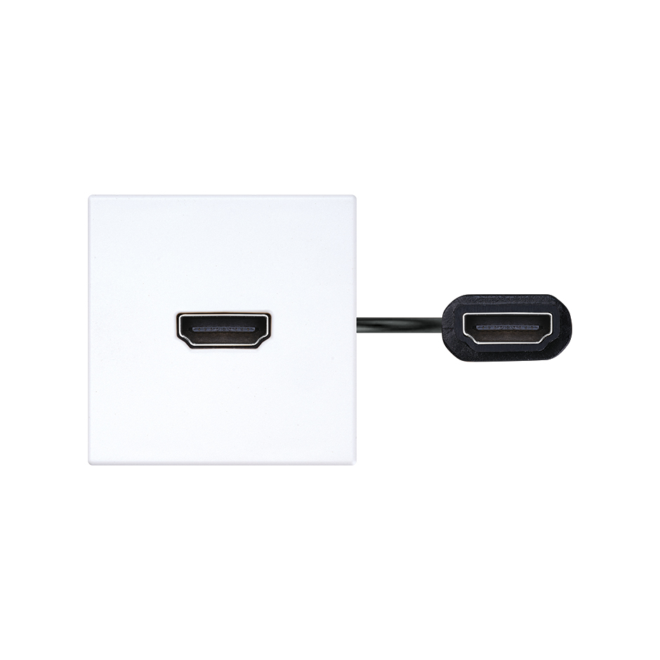 HDMI 2.0 female-to-female patch cord with trim plate white Simon K45  