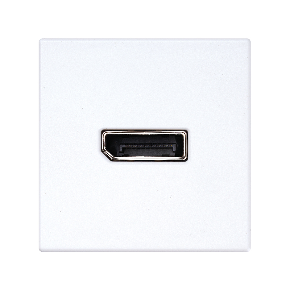 DisplayPort 2.0 female-to-female connector with trim plate white Simon K45  