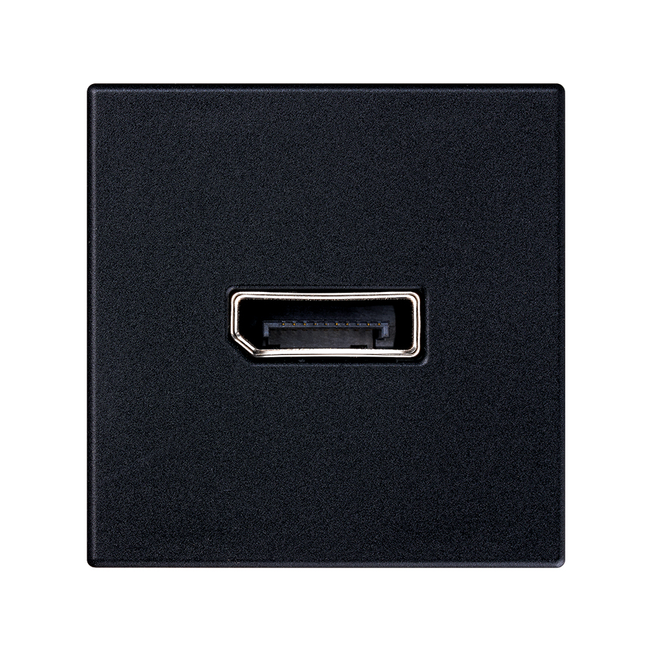 Connecteur DisplayPort 2.0 femelle-femelle avec plaque d’habillage noir Simon K45  